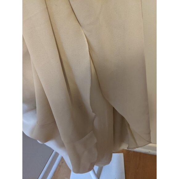 Vintage 70s Tan Maxi Dress Long Sleeve Drawstring Boho Prairie Peasant Retro L - Picture 8 of 9